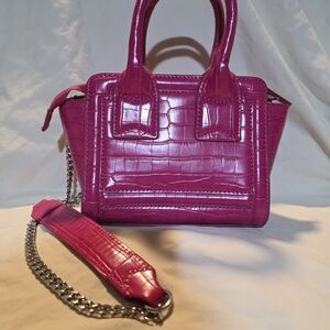 Pink Croc-Embossed Women's Handbag